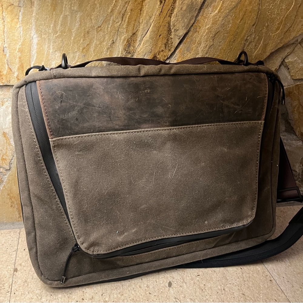 WaterField Designs Tech Folio 16” Laptop Brown Leather Canvas MacBook Pro Case